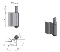 Pant dveřní 50/2,5 OZ neostřižený P, 1 ks