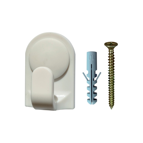 Háček Stabil s vrutem typ 1951, bílá, plast, 2ks