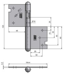 Pant dveřní 120 P, znb, 1ks