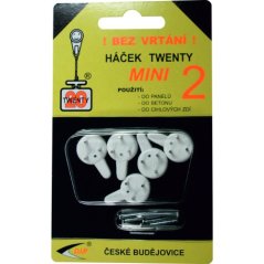 Háček Twenty mini 2, bílá, plast, 5ks