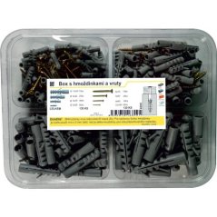 Box hmoždinek s křidélky + vruty PE, 130ks