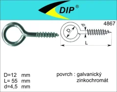 Oko zavřené s vrutem 21x90, zinek bílý, 1ks