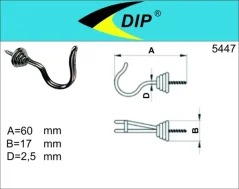 Háček kroucený prohnutý 35, 3ks