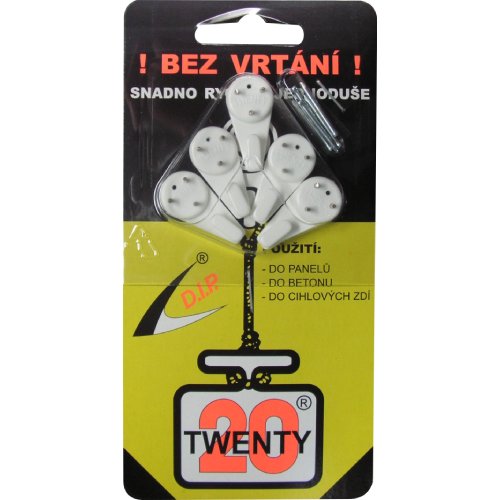 Háček Twenty universal, červená, plast, 5ks