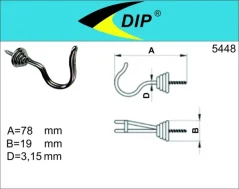 Háček kroucený prohnutý 45, 3ks