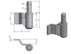 Pant dveřní 30 OZ L bez bradavek, 1 ks