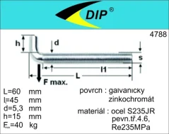 Skoba s metrickým závitem M6x60mm, zinek bílý, 1ks