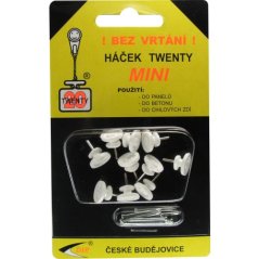 Háček Twenty mini, bílá, plast, 10ks