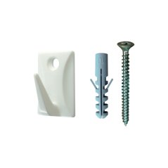 Háček Stabil s vrutem typ 4, bílá, plast, 3ks