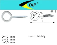 Oko zavřené s vrutem 19x60, lak bílý, 1ks