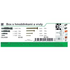 Box hmoždinek uzlovacích s lemem + vruty PE, 95ks