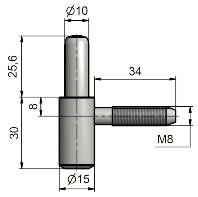 Pant dveřní 18x120 UR25 VD M8x50, 1ks