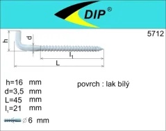 Skoba s vrutem 19x60, lak bílý, 1ks