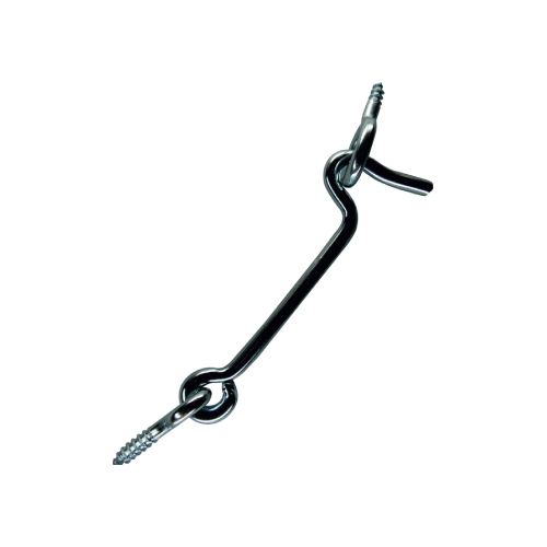 Hák rozpěrný s okem na dveře a okna 4x75mm, zinek bílý, 1ks Hák rozpěrný s okem na dveře a okna 4x75mm, zinek bílý, 1ks