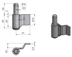 Pant dveřní 30 OZ P bez bradavek, 1 ks