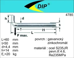 Skoba s metrickým závitem M5x60mm, zinek bílý, 1ks