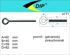 Oko zavřené s metrickým závitem M5x60mm, zinek bílý, 1ks