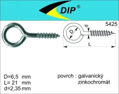 Oko zavřené s vrutem 16x30, zinek bílý, 1ks
