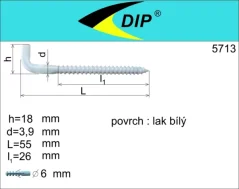 Skoba s vrutem 20x70, lak bílý, 1ks