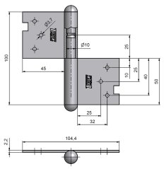 Pant dveřní 100 P, znb, 1 ks