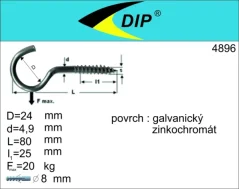 Hák s vrutem 22x100, zinek bílý, 1ks