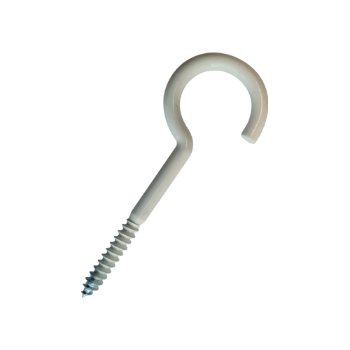 Hák prádelní s vrutem oplastovaný 6x100mm, plast bílý, 1ks Hák prádelní s vrutem oplastovaný 6x100mm, plast bílý, 1ks